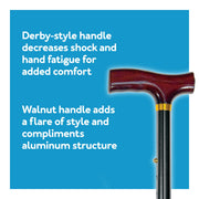 DESIGNER FOLDING CANE WITH DERBY-STYLE HANDLE