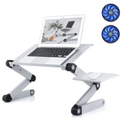 Adjustable Laptop Stand, RAINBEAN Laptop Desk with 2 CPU Cooling USB Fans for Bed Aluminum Lap Workstation Desk with Mouse Pad, Foldable Cook Book Stand Notebook Holder Sofa,Amazon Banned